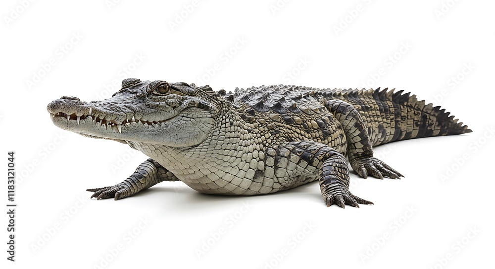 Naklejka premium Crocodile Reptile Wildlife Animal Closeup Isolated White Background