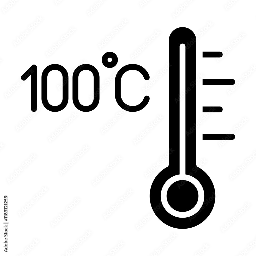 Hot temperature icon in glyph style Hot temperature icon in glyph style