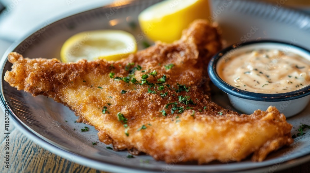 Crispy Fried Fish with Lemon and Tartar Sauce Crispy Fried Fish with Lemon and Tartar Sauce
