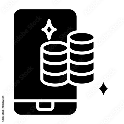 Mobile banking icon in glyph style