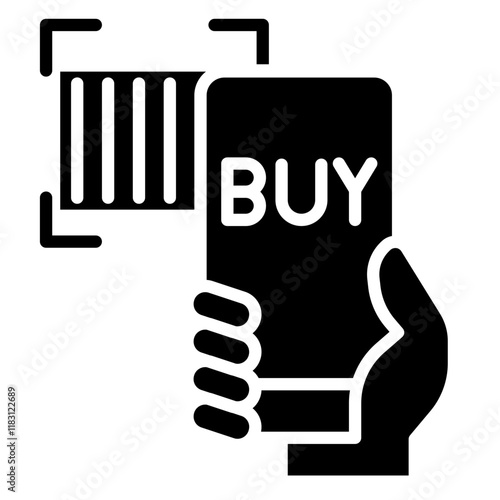 Mobile shopping icon in glyph style