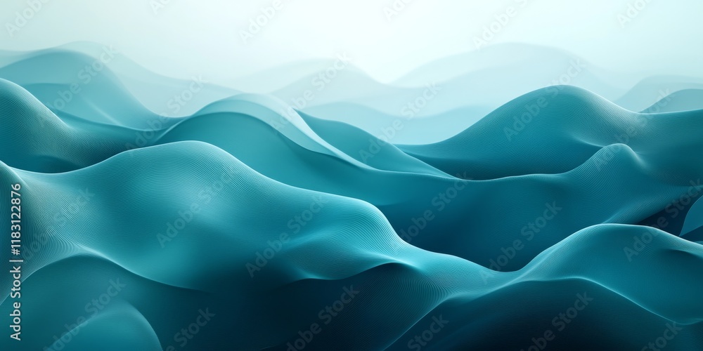 Obraz premium Abstract blue teal gradient background, shimmering waves texture, webpage header, retro-inspired tones, Generative AI