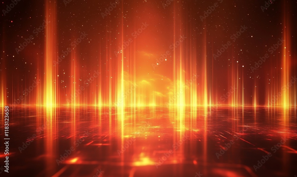 Fototapeta premium Abstract golden red gradient background, neon reflections texture, event flyer, vibrant transitions, Generative AI