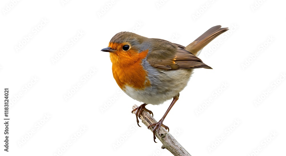 Fototapeta premium European Robin Bird on Branch Wildlife Photography Nature Image