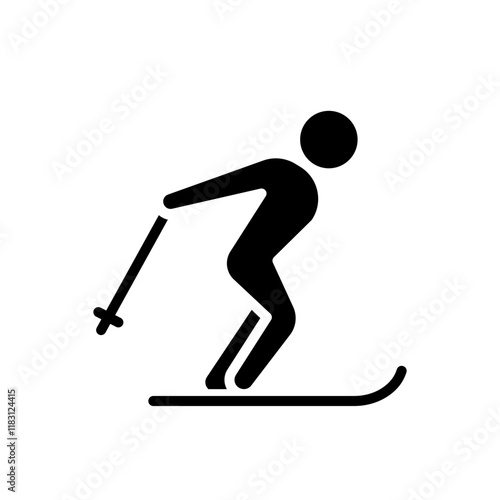 Para-alpine skiing icon in glyph style