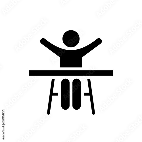 Wheelchair racing icon in glyph style