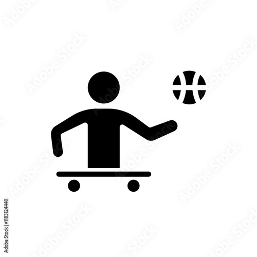 Legless skateboarder icon in glyph style