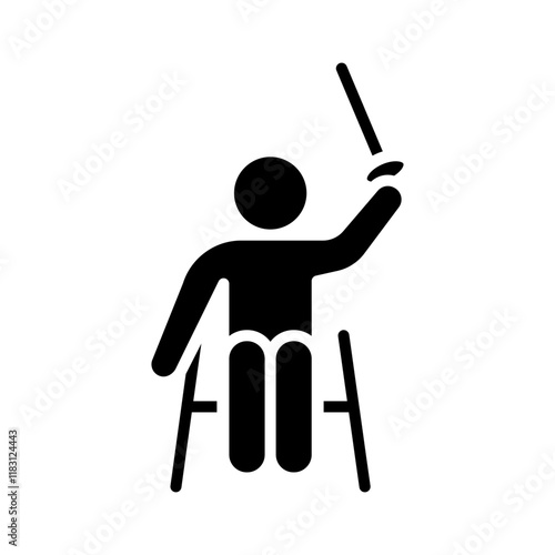 Wheelchair fencing icon in glyph style