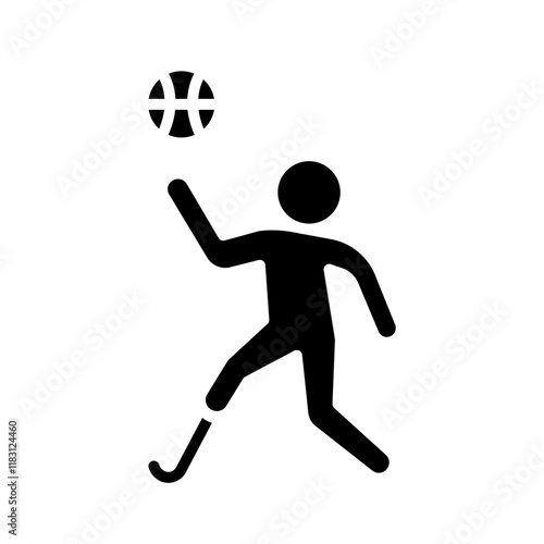 Legless basketball player icon in glyph style