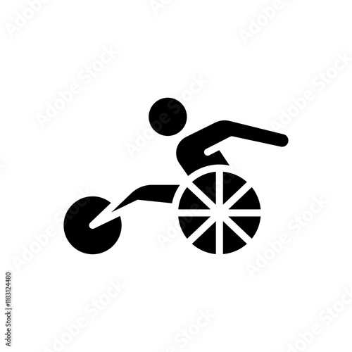 Wheelchair racing icon in glyph style