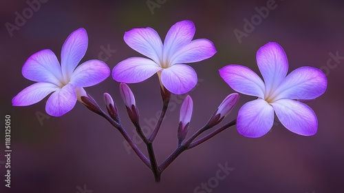 Trio of Delicate Purple Flowers Blooming Gracefully
