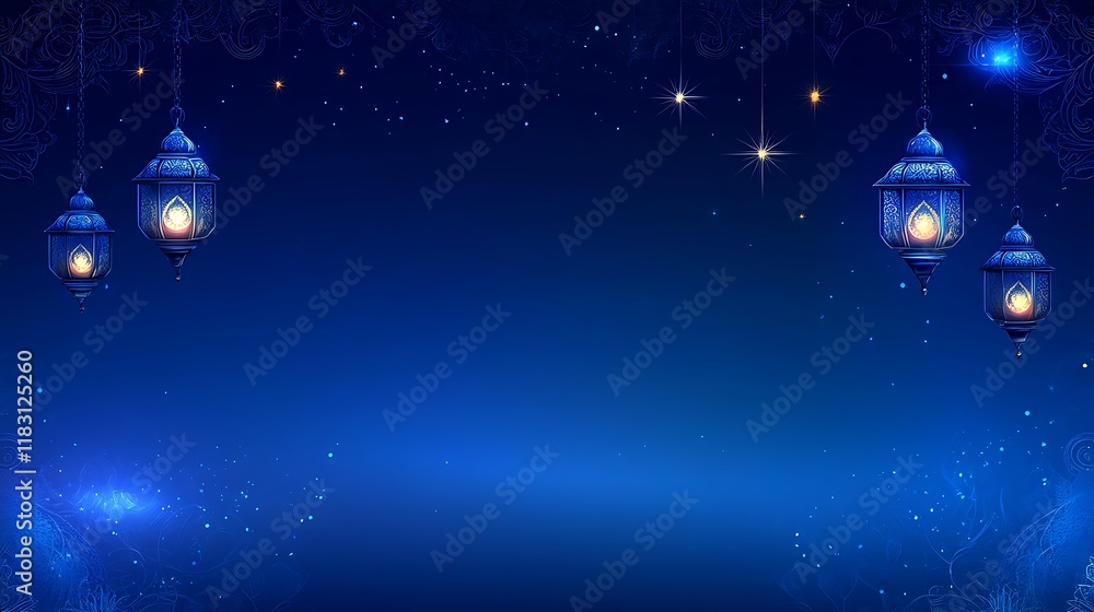 Illuminated Lanterns Hanging Against A Night Sky Illuminated Lanterns Hanging Against A Night Sky