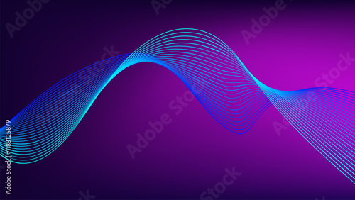 Blue wavy blended lines with purple pink gradient mesh abstract background