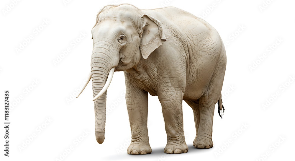 Obraz premium Majestic Asian Elephant Wildlife Animal White Background Nature