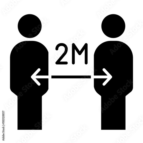 Social distancing icon in glyph style