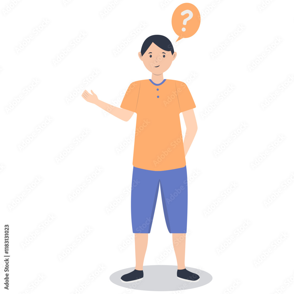 Young People Thinking and Asking Question. Flat Cartoon Vector Illustration. Young People Thinking and Asking Question. Flat Cartoon Vector Illustration.