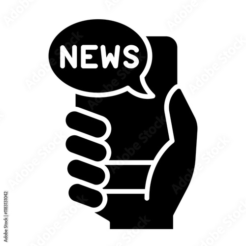 Online news icon in glyph style