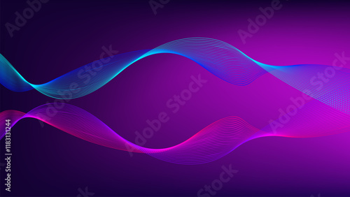 Wavy blue and pink blended lines with purple pink gradient mesh abstract background