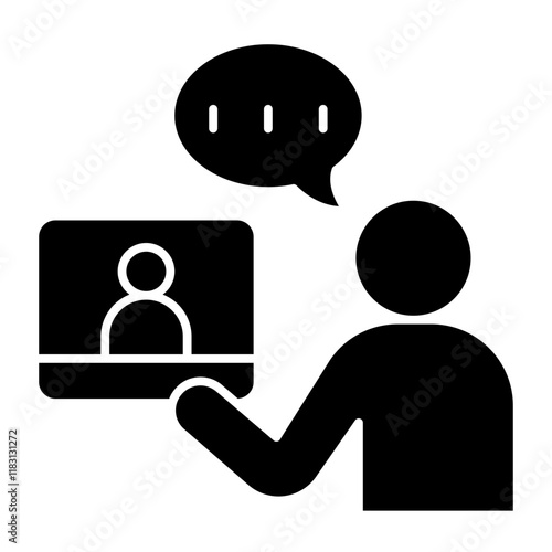 Video call icon in glyph style