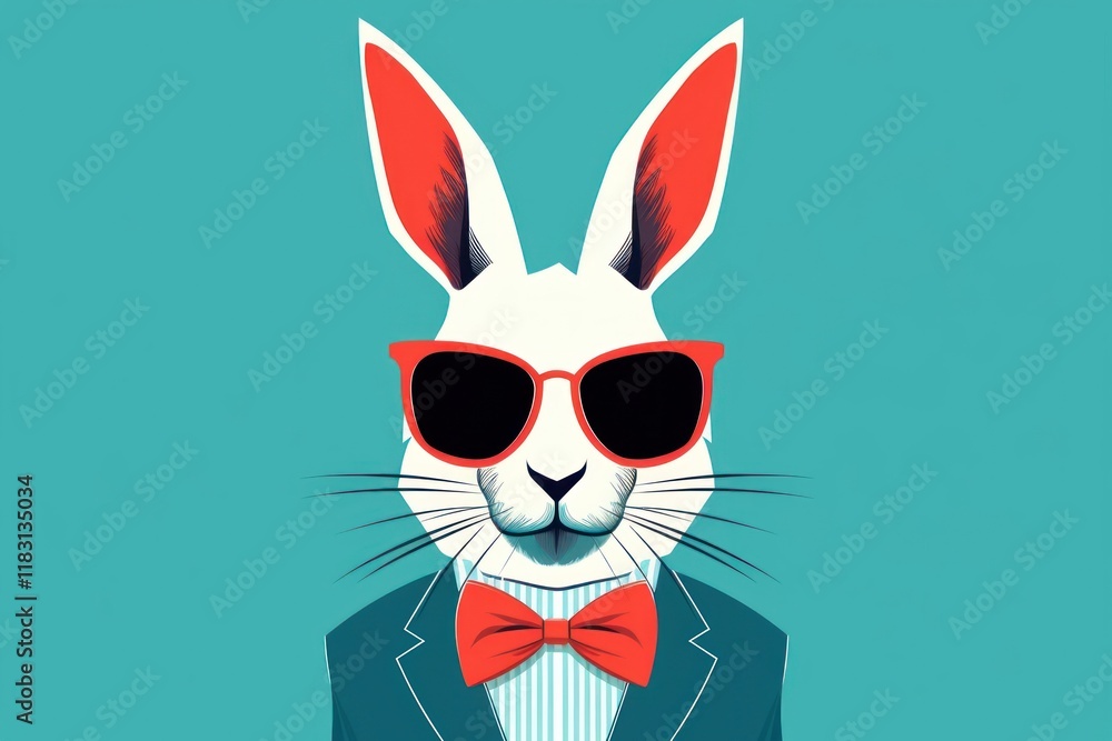 Obraz premium Bunny sunglasses portrait cartoon.