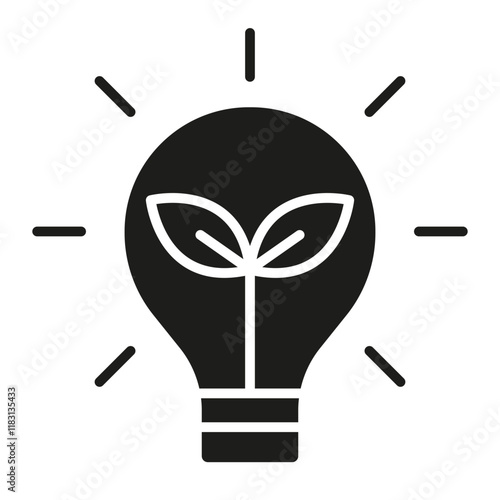 Green energy icon in glyph style