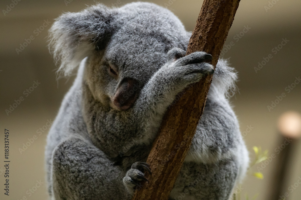 Naklejka premium 木の上で眠る可愛いコアラ
