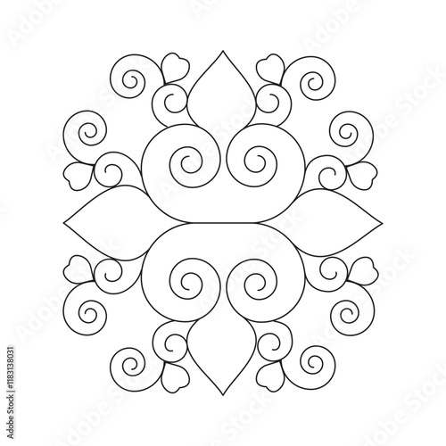 Floral ornament stencil element mandala