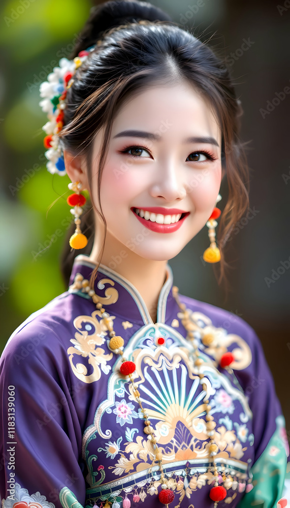 Stunning Portrait of a Young Woman in Traditional Chinese Attire Stunning Portrait of a Young Woman in Traditional Chinese Attire