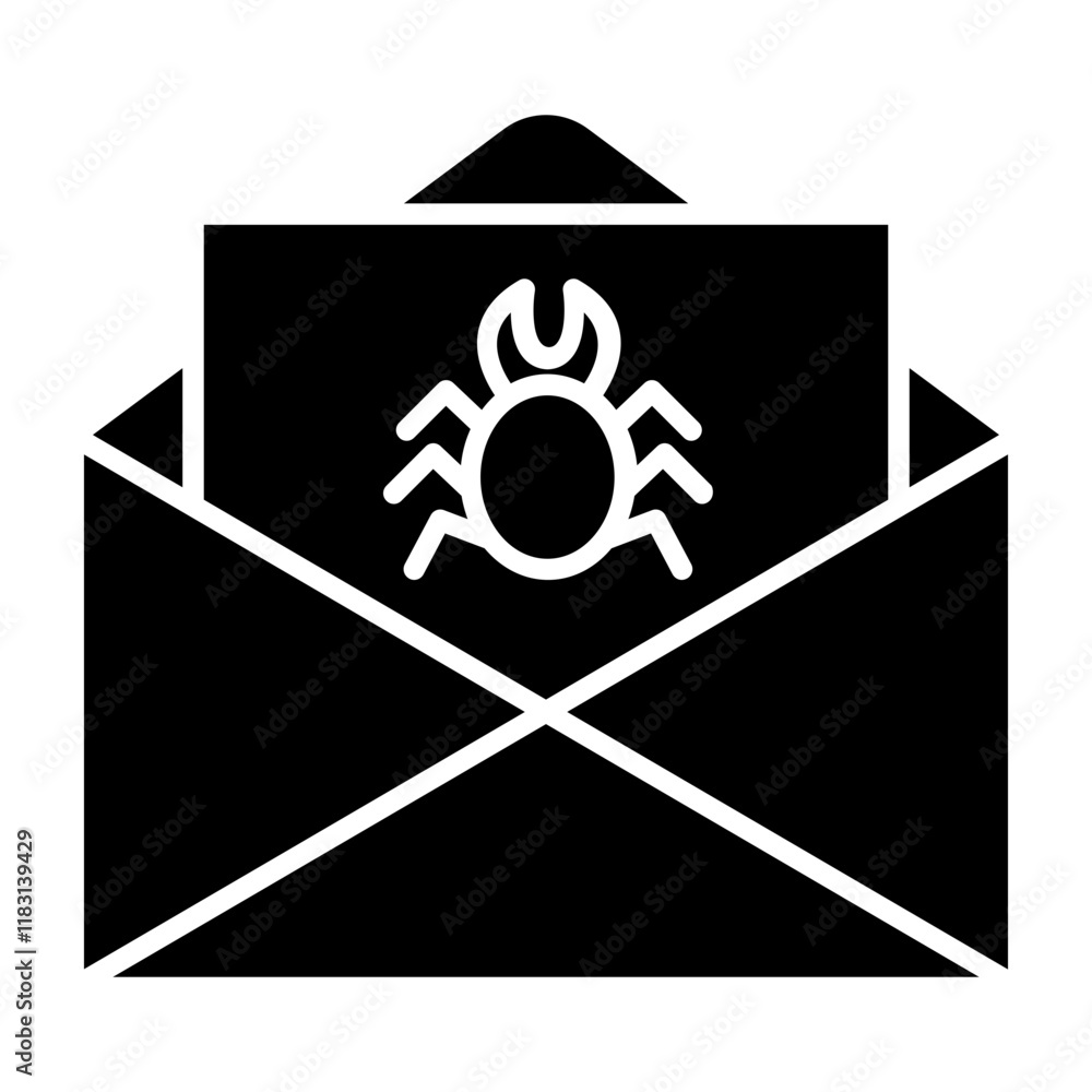 Email hacking icon in glyph style Email hacking icon in glyph style