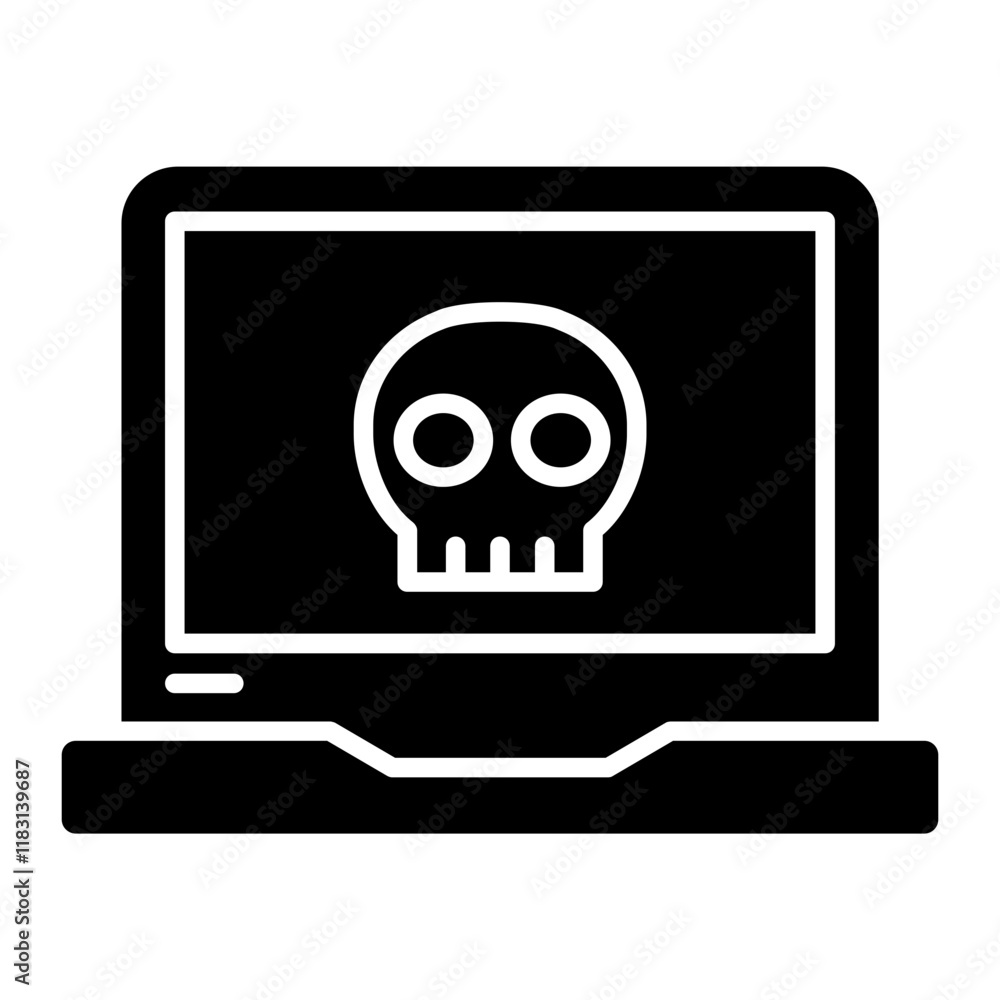 Laptop hacking icon in glyph style Laptop hacking icon in glyph style
