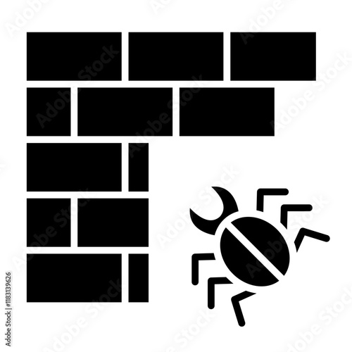 Firewall hacking icon in glyph style