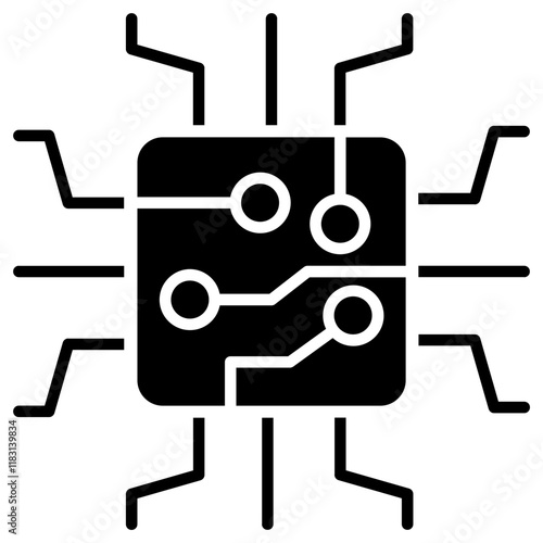 Computer chip icon in glyph style