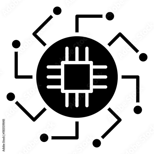 Computer chip icon in glyph style