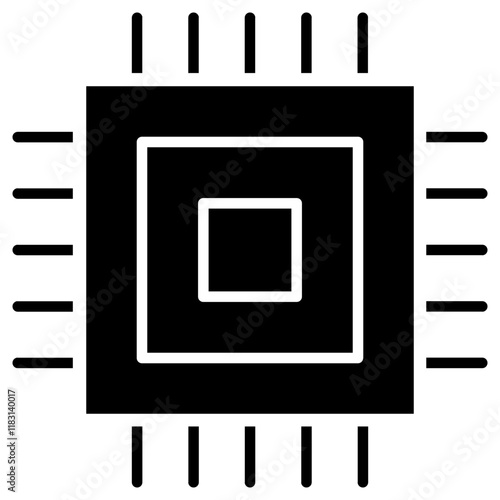 Computer chip icon in glyph style