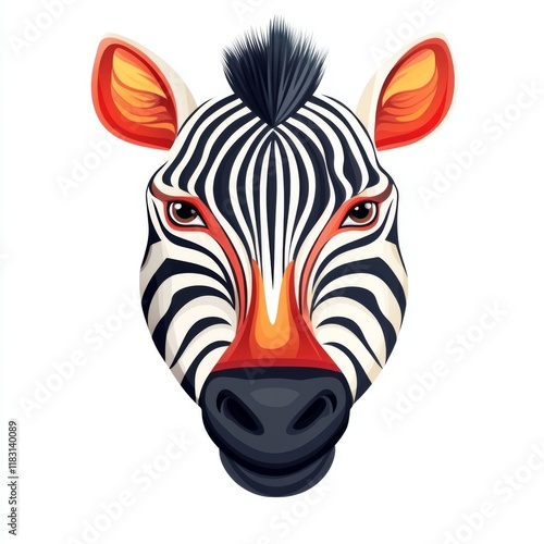 Zebra illustration wildlife art digital design vibrant colors front view creative concept photo