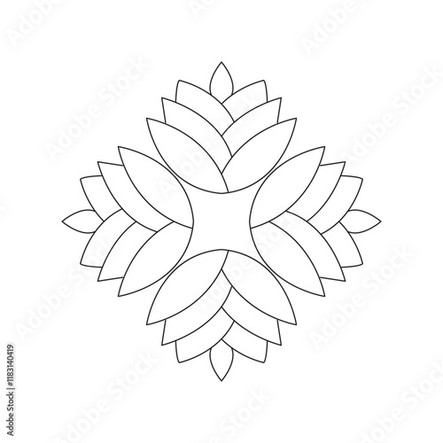 Water lily in editable stroke doodle contour vector illustration