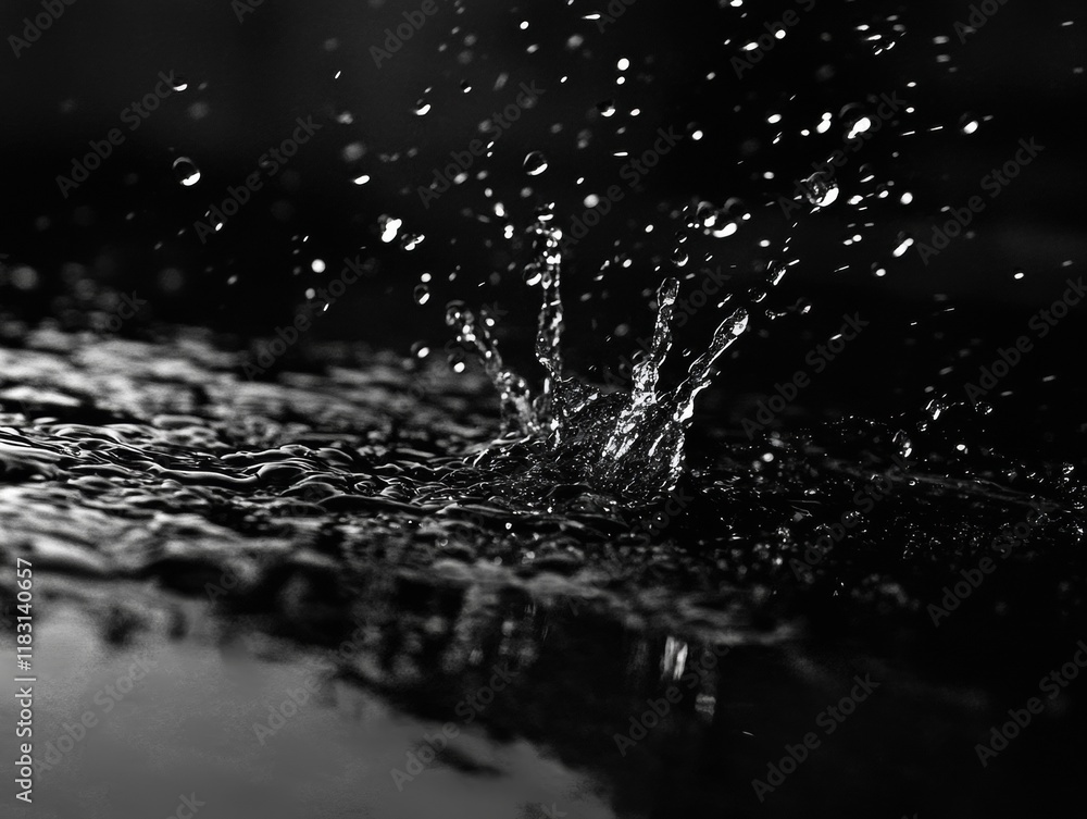 Obraz premium Heavy raindrops splashing on the ground - ai