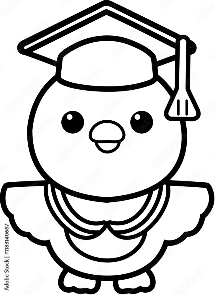 an illustration of a graduating chick in a school hat an illustration of a graduating chick in a school hat