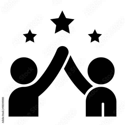 Happy people icon in glyph style