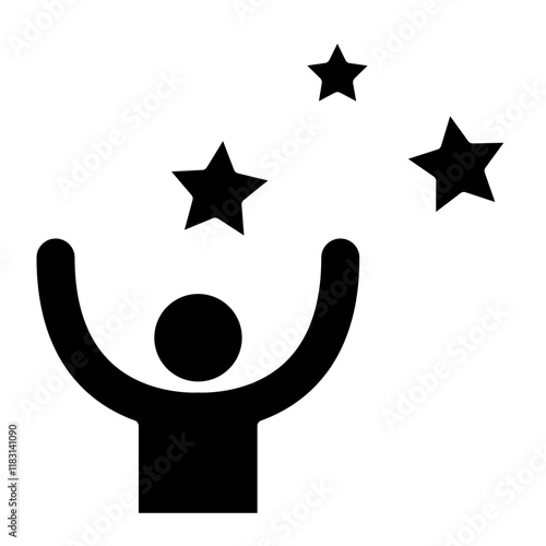 Happy person icon in glyph style