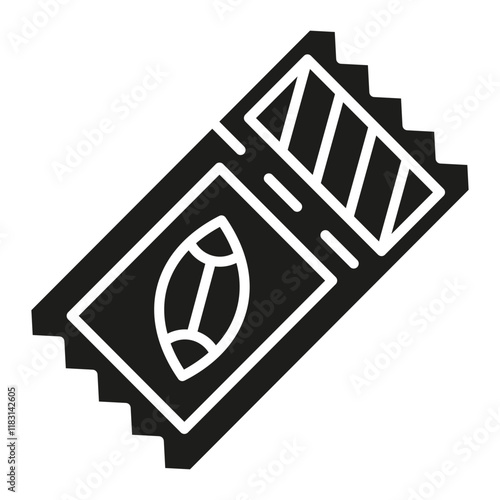 American football ticket icon in glyph style