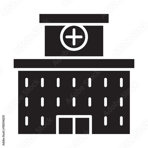 Hospital building icon in glyph style