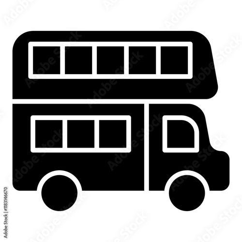 Double decker bus icon in glyph style