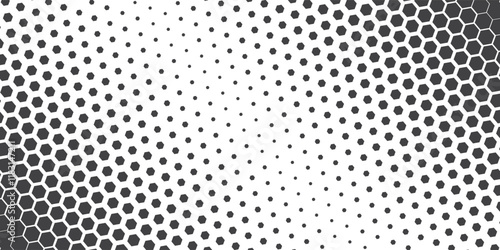 Hexagon Vector Abstract Geometric Technology Background. Halftone Hex Retro Simple Pattern. Minimal Style Dynamic Tech Wallpaper. eps 10
