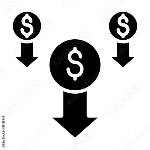 Currency depreciation icon in glyph style