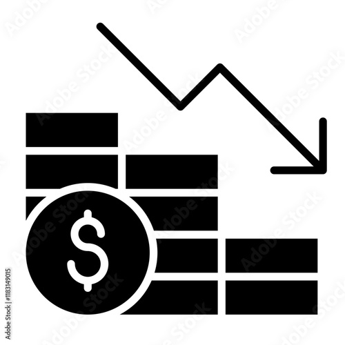 Economic recession icon in glyph style