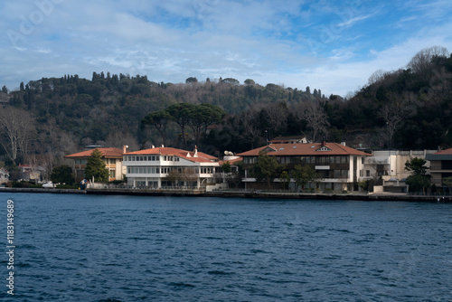 The neighbourhood on the Asian side of the Bosphorus strait Kanlıca in the Beykoz district of Istanbul Province on a sunny day, Istanbul, Turkey photo