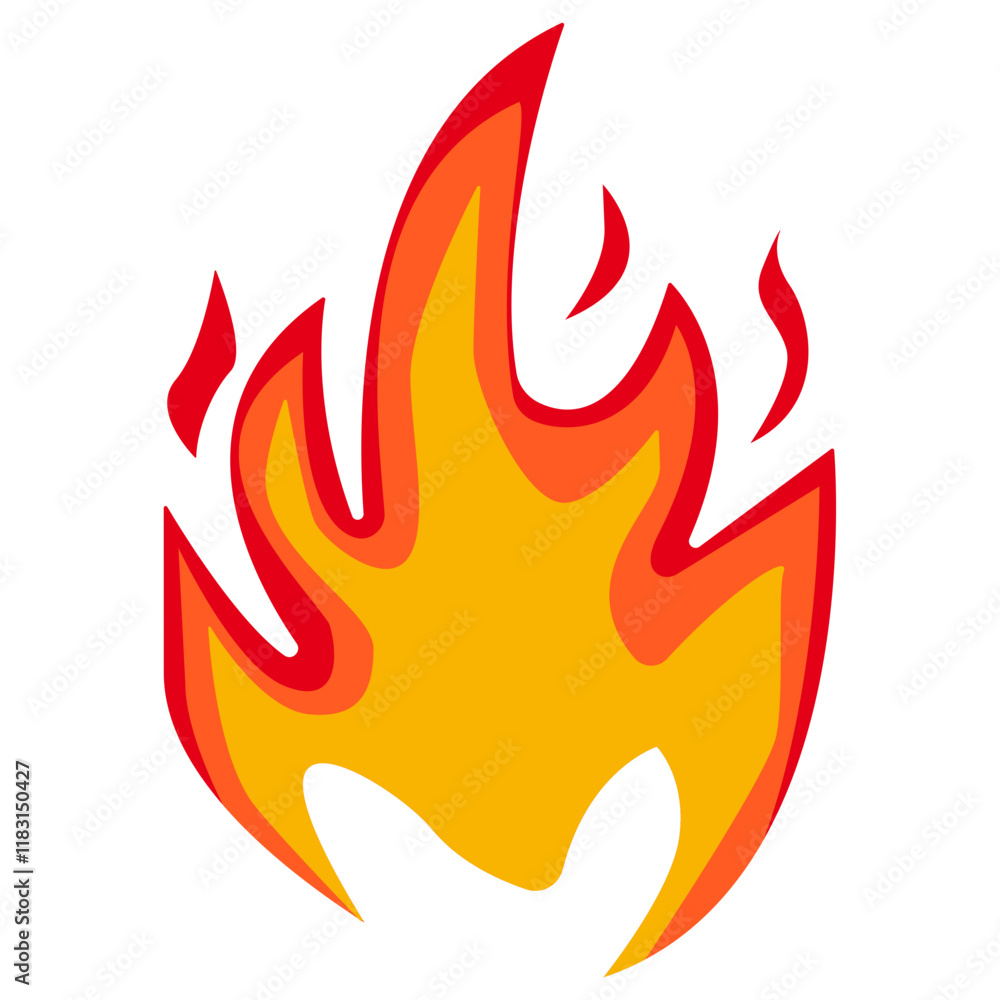 Cartoon Flame Illustration. Red and Yellow Flame. Isolated Vector Graphic in Flat Style. Cartoon Flame Illustration. Red and Yellow Flame. Isolated Vector Graphic in Flat Style.