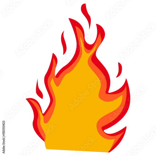 Cartoon Flame Illustration. Red and Yellow Flame. Isolated Vector Graphic in Flat Style.