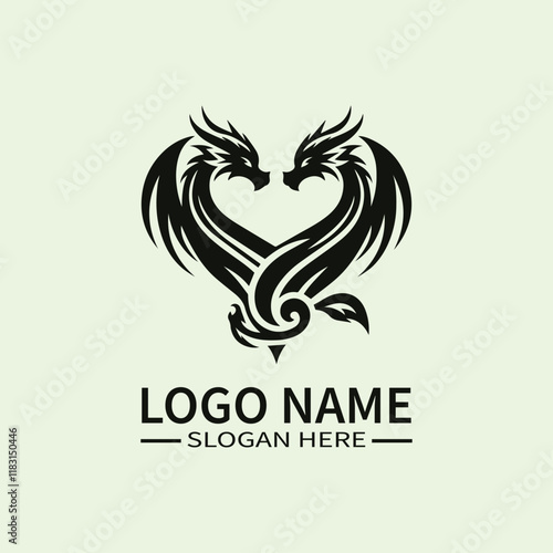 Wallpaper Mural Dragon Heart Vector Logo Design, Love Dragon Logo, Heart-Shaped Dragon Logo, Mythical Love Logo, Unique Dragon Logo Torontodigital.ca